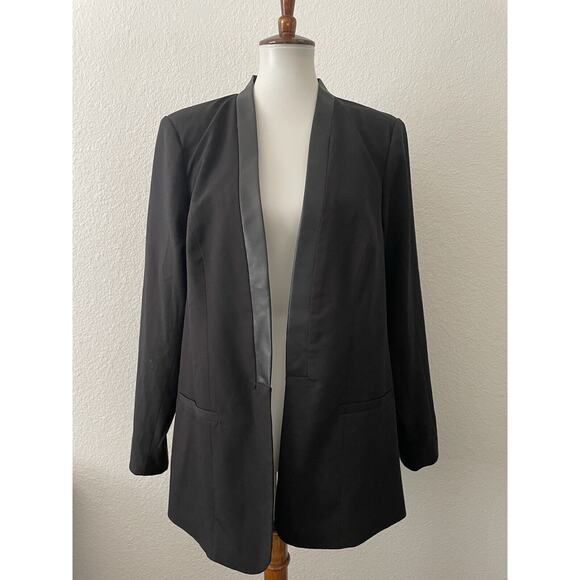 Torrid Blazer Jacket Tuxedo Open Front Faux Leather Trim - Picture 1 of 9
